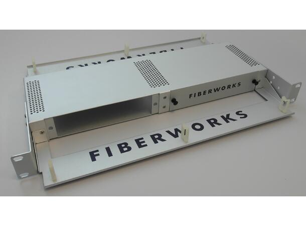 Fiberworks 19" 1U chassis w/rear access for two modules, with 3 blanking plates